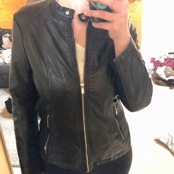 A.N.A - Faux Leather Jacket With Knit feature Black Size L - Picture 6 of 12